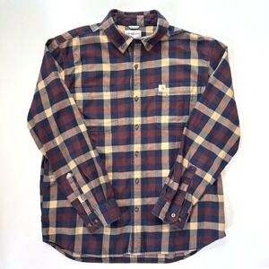 Carhartt Men's Relaxed Fit Plaid Flannel‎ Long Sleeve Button Up Shirt Size L